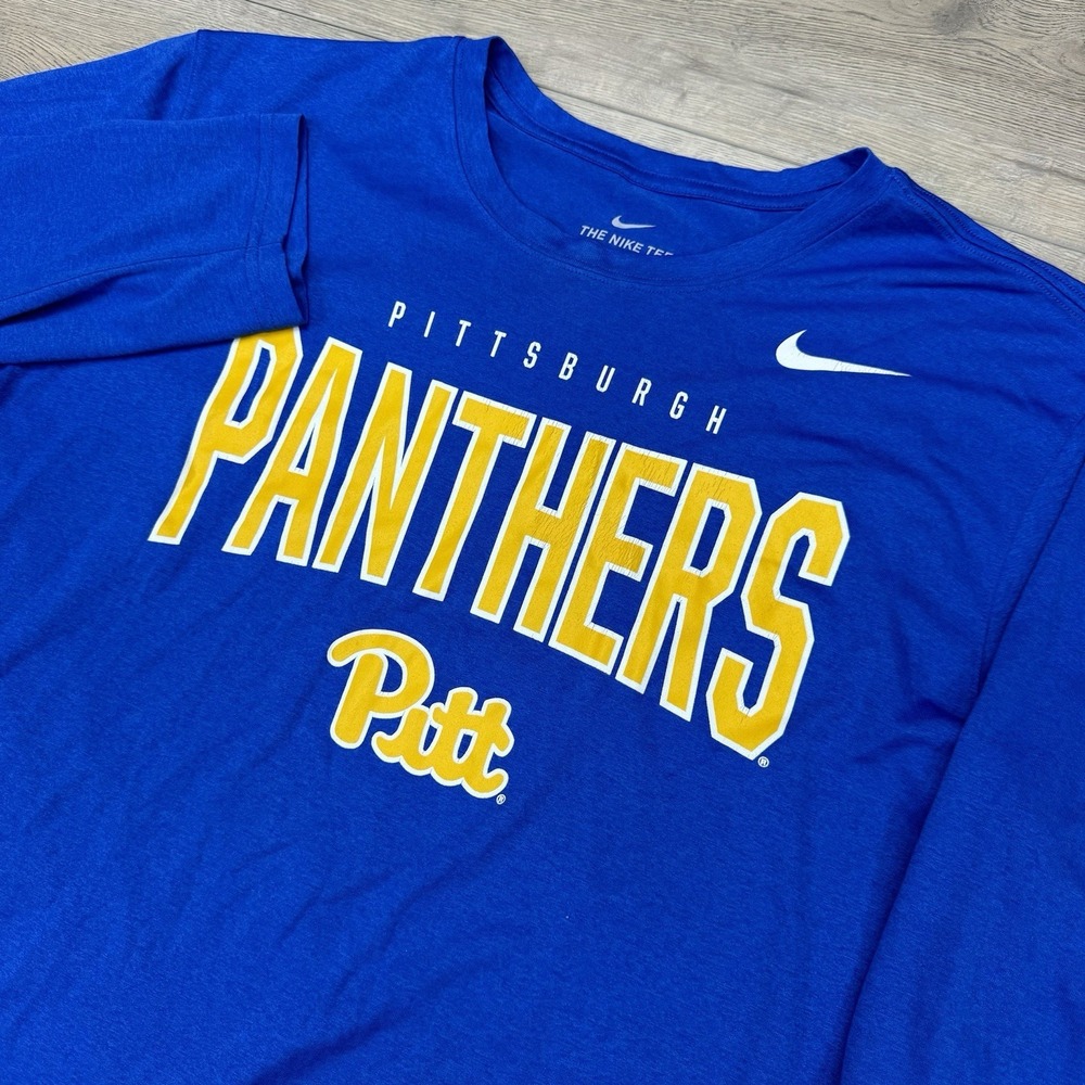 Pittsburgh Panthers Blue Nike Dri‎ Fit L/S Crewneck T Shirt Sz XL PEEL